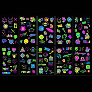 Autocollants de <span class=keywords><strong>tatouage</strong></span> temporaire fluorescents roses nouveau Design pour hommes femmes pour Rock Bar fêtes Festivals de musique papier corps visage décor - Product Image 4