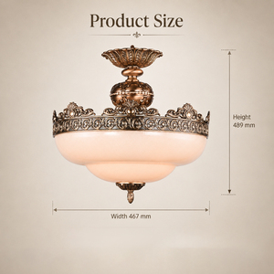 American Luxury Antique Bronze <b>Ceiling</b> <b>Light</b> Classic Flush Mount Lamp with Frosted Glass Shade for Living Room Bedroom Hallway - Product Image 5