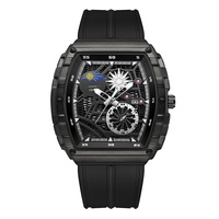 WLISTH Montre analogique à quartz élégante et sportive de style barillet, avec calendrier, boîtier en alliage, bracelet en silicone, verre minéral trempé, 30M