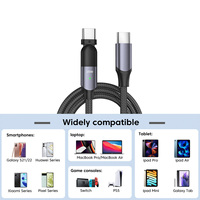 Câble USB C vers C rotatif à 180 degrés, charge rapide PD 60W, câble de données LED Type C, 1,2 m 2 m, câble de charge USB C tressé en nylon