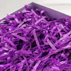 Glitter Metal Foil Bright Crinkle Shredded Paper Mixed Transparent Flash Craft Raffia Paper Gift Box Fruit Purple Basket Filler