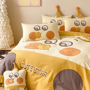 <b>Cute</b> Star Kids Bedding Set Cotton Reactive Printing Embroidered Four Seasons 40s Count For Children - Product Image 4