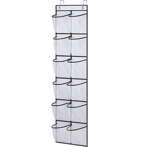 Gray 12 Grid Wall-Mounted <b>Shelf</b> Home Dormitory Hanging Storage Bag Door Rear Hanging Bag - Product Image 1
