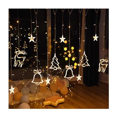 Holiday party New Year Bell Deer Star Tree Garland fairy wedding birthday Christmas tree lights Weekly deals