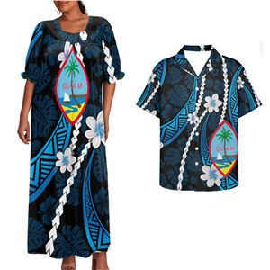 Trajes de pareja de Guam, vestido Tribal polinesio para mujer, camisas Puletasi tradicionales para hombres, <span class=keywords><strong>ropa</strong></span> a juego de pareja <span class=keywords><strong>joven</strong></span> de lujo - Product Image 1