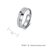 Bague de mariage pour femmes en acier inoxydable de haute qualité, sans décoloration, plaquée or 18 carats, incrustée de zircon cristal de 6 mm, pour les couples