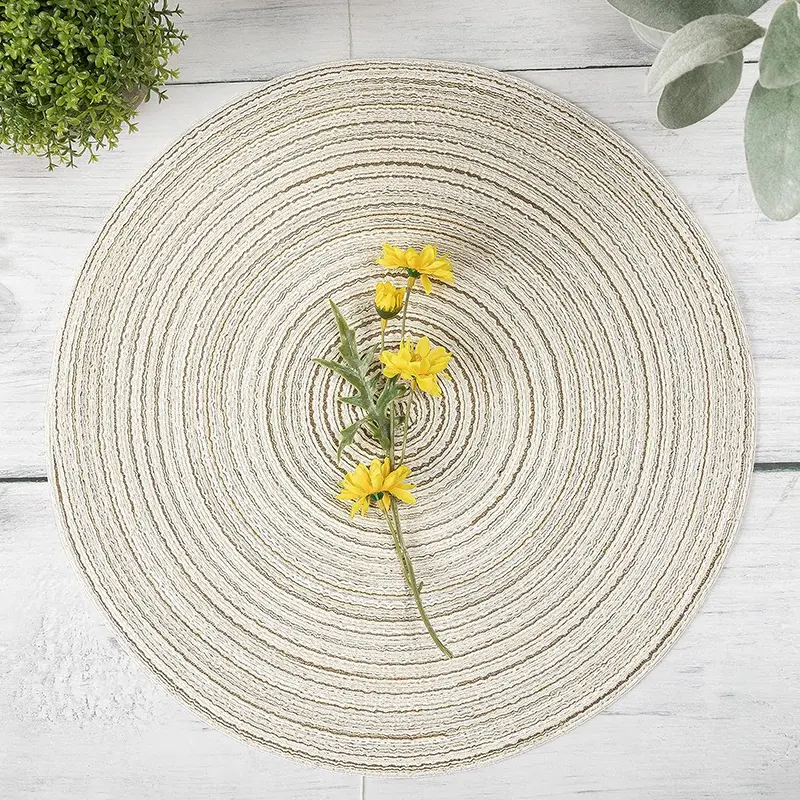 Cloth Fabric Placemats Cotton Round Placemat in Boho Fringe Style - Playful and Stylish Table Accents