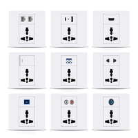 Enchufe de Pared Universal de 3 Pines con Red Cat6/HDMI/USB Tipo-C/Fibra Óptica, Enchufe de Pared para PC con Puerto Inteligente