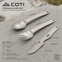 Ensemble de couteau, fourchette, cuillère et baguettes en titane pur, ultra-léger et portable pour le camping en plein air, pour 1 à 2 personnes