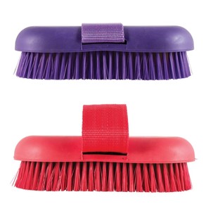 Horshi Factory Brosse de bain pour <span class=keywords><strong>chevaux</strong></span> et fournitures de toilettage Brosse éponge antidérapante à prise souple Violet/Rouge - Product Image 4