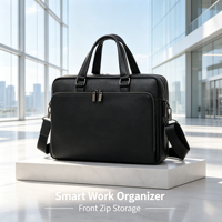 Porte-documents de luxe portable pour homme en cuir de vachette pleine fleur texturé véritable pour le bureau