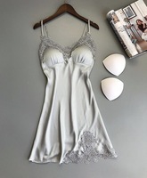 Pyjamas en Satin de couleur pure pour filles respirant été vêtements de nuit Sexy ménage Lingerie vêtements de maison