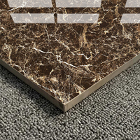 Ubin Lantai Marmer Pola Emas Coklat Tua Mengkilap 800x800mm Guangdong Premium Interior Room Luxurious Careaux De Sol Maison 60x60