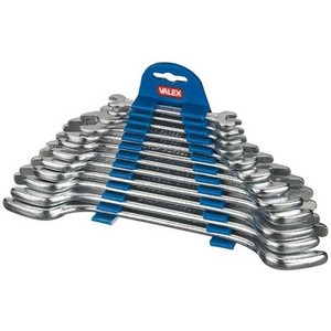 VALEX 1460806 Set di 12 chiavi a doppia estremità con supporto finitura cromata per riparazione industriale e artigianale personalizzabile - Product Image 1