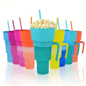 Kustom dapat digunakan kembali Cinema 2 In 1 minuman Cola makanan ringan Popcorn 35oz cangkir plastik dengan sedotan