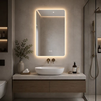 Miroir de salle de bain LED intelligent à coins arrondis, réglable, avec fonction de mémoire Kelvin, à fixation murale, éclairé