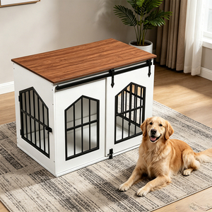 Mesa Auxiliar de Madera Elegante para Decoración del Hogar, con Puertas Dobles y Diseño que Ahorra Espacio para un Acogedor Refugio para Mascotas - Product Image 1
