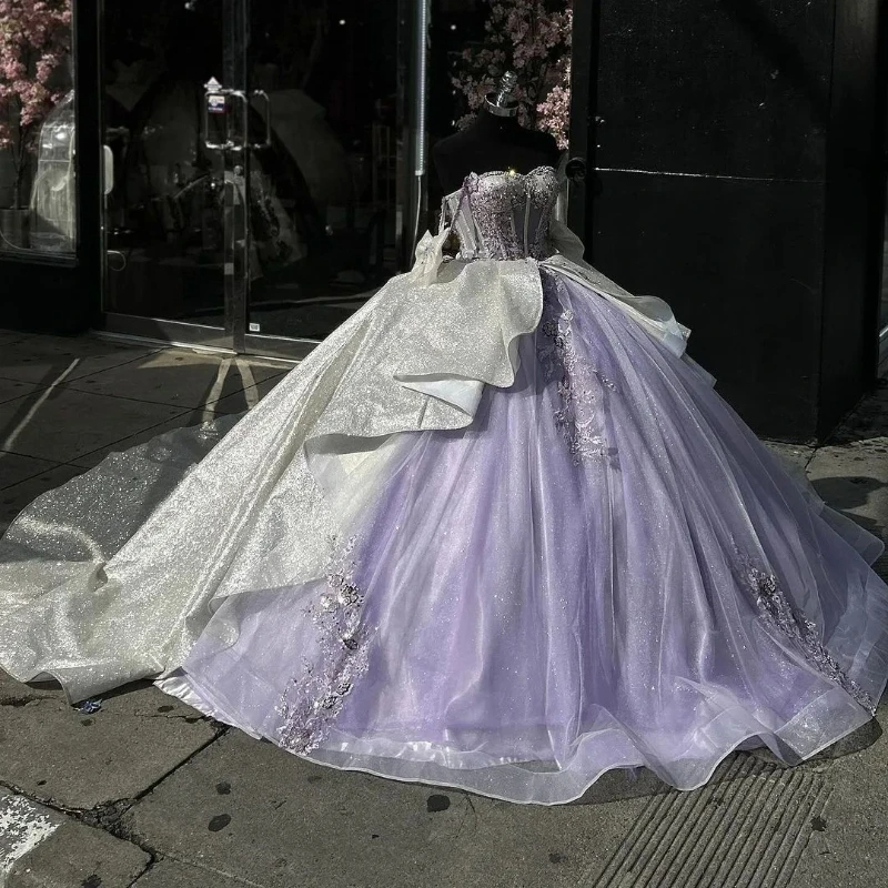 silver quinceanera dresses Dress – Belle Formal Tulle Length Silver Lace Applique Quinceañera Dresses