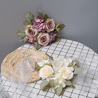 Künstlicher Rosen- & Hortensien-Kerzenring - Blumenkranz als Tischdekoration, für Hochzeiten & Heimdekoration, Elegantes Ambiente-Geschenk