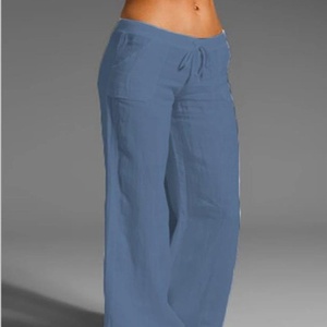 Pantaloni Yoga Svasati da <span class=keywords><strong>Donna</strong></span> in Cotone <span class=keywords><strong>Lino</strong></span>, Stile Casual Europeo Americano, Vita Media, Arricciati, Morbidi, per Forniture Transfrontaliere - Product Image 4