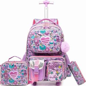 Jasminestar Mochila Escolar <span class=keywords><strong>con</strong></span> <span class=keywords><strong>Ruedas</strong></span> Tipo Trolley para Niños y Niñas <span class=keywords><strong>con</strong></span> Lentejuelas y Bolsillo Multiusos - Product Image 1