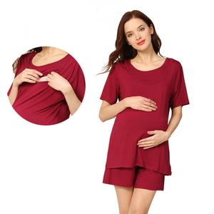 Ropa de maternidad de verano <span class=keywords><strong>Pijamas</strong></span> <span class=keywords><strong>Lactancia</strong></span> Ropa de dormir Ropa de alimentación de <span class=keywords><strong>lactancia</strong></span> Estilo suelto para ropa de embarazo Tamaño grande - Product Image 1