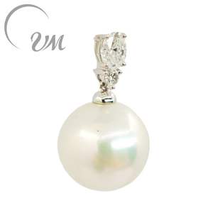 Collier pendentif en platine UM Jewelry, perle d'eau douce, diamant, unisexe/hommes/femmes, cadeau pour anniversaire, quotidien, mariage, fête - Product Image 2