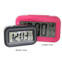 Jam alarm elektronik, untuk rumah kamar tidur ruang tamu, desktop layar LCD besar dengan tampilan digital, kalender, Jam alarm suara alami