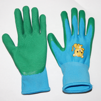 Gants de sécurité pour jeunes SUNCEND personnalisables en gros, haute qualité, 13 jauges, en polyester, avec paume enduite de mousse de latex verte et doublure bleue
