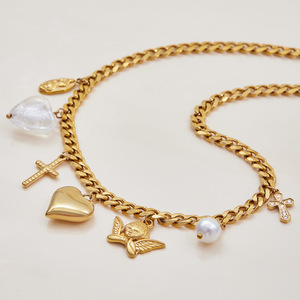 Gioielli oceano impermeabile 18K PVD placcatura oro conchiglia collana due strati di spiaggia estiva catene con acciaio inossidabile e perla - Product Image 2