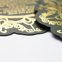 Fancy Flower Gold Foiling Black Paper Boda Cena Menú Tarjeta DIY Hecho a mano Restaurante Fiesta Menús