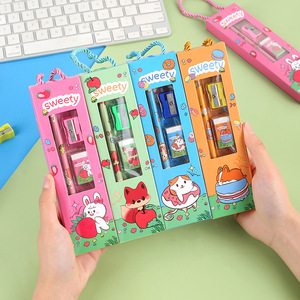 Ensemble de papeterie Sweety 5 pièces pour enfants, cadeau scolaire avec taille-crayon et gomme dans une boîte colorée - Product Image 1