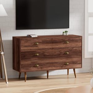 <span class=keywords><strong>OUHAN</strong></span> Commode moderne à 6 tiroirs avec poignées en métal Miroir tournant en bois MDF pour la maison, l'appartement ou la chambre d'hôpital - Product Image 3