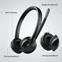Casque de centre d'appels, micro sans fil à suppression de bruit ENC, fixation sur serre-tête, coussinets d'oreille souples pour réunions en ligne au bureau