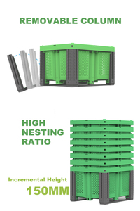 Solid or <strong>Mesh</strong> Plastic <strong>Pallet</strong> <strong>Box</strong> 1200*1000*790mm Heavy Duty Stackable Avocado Bin for Commercial Use - Product Image 3