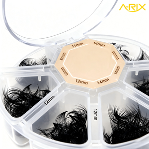 1000 Extensiones de Pestañas de Pluma Preformadas Sueltas Hechas a Mano con Volumen J/B/C/D, Curvatura 8-15mm, Base Fina Puntiaguda con Tallo Central Sin Dispersión - Product Image 1