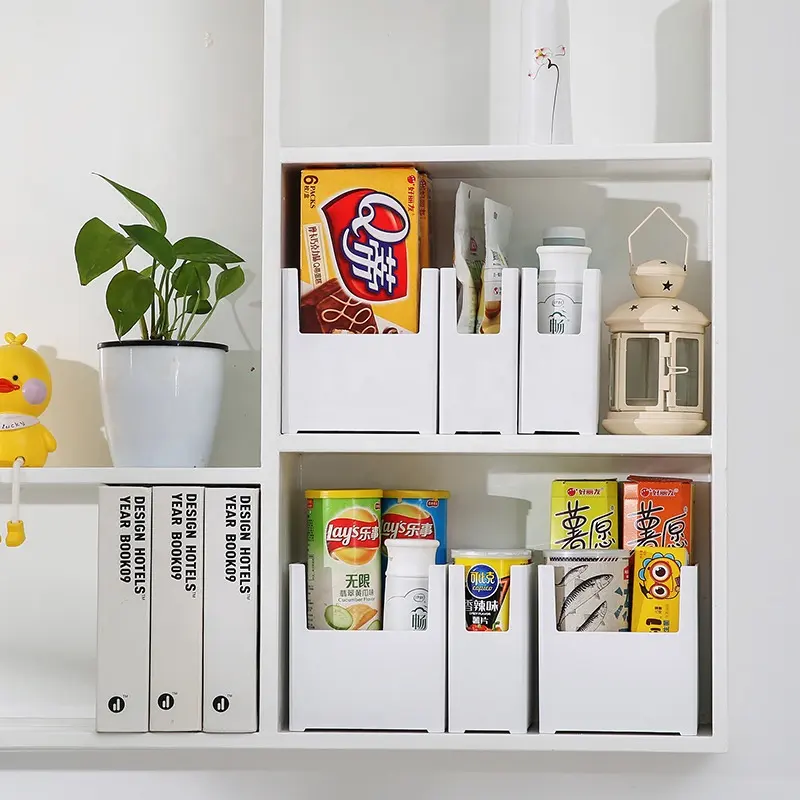 Organisateurs de maison en plastique boîte de rangement blanche en plastique avec poignée pour cuisine garde-manger étagère armoire Organisation Paniers de rangement