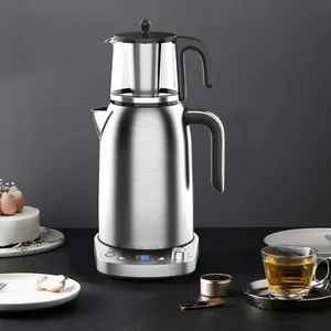 الماكينة الذكية التركية لصنع الشاي، جهاز منزلي للمطبخ للفنادق، غلاية كهربائية من الفولاذ المقاوم للصدأ، إبريق شاي زجاجي