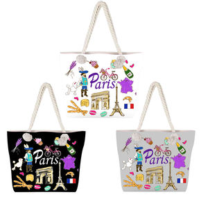 Grand <span class=keywords><strong>sac</strong></span> cabas France en toile avec logo personnalisé pour femmes <span class=keywords><strong>sac</strong></span> souvenir tour Eiffel i love <span class=keywords><strong>paris</strong></span> - Product Image 3