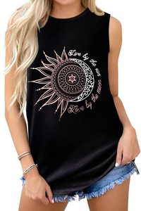 เสื้อกล้ามแขนสั้นผู้หญิงสำหรับฤดูร้อน ทรงหลวม ระบายอากาศได้ดี ผลิตจากผ้าถักผสมโพลีเอสเตอร์/คอตตอน ป้องกันการเป็นขุย พิมพ์ลายซิลค์สกรีน - Product Image 2