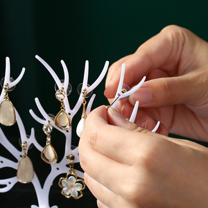 Bird Tree Jewelry Rack White Acrylic Earring Storage Ring Necklace Bracelet Display Stand Multifunctional Jewelry Organizer - Product Image 2