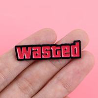 Broche en alliage de zinc plaqué argent avec émail, motif 'Little Reminders' et 'Funny Game Wasted Letter', pour veste et chemise