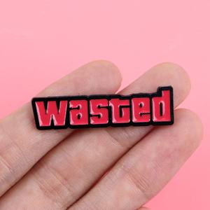 Kleine herinneringen Zinklegering verzilverd gegoten emaille pin grappig spel verspild brief broche jas shirt - Product Image 1