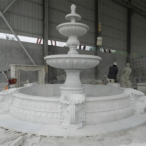 Giardino esterno decorativo <span class=keywords><strong>3</strong></span> livelli di marmo bianco fontana di acqua pietra cavallo fontana - Product Image 3