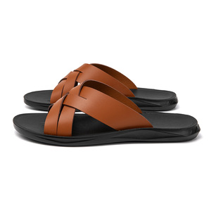 Nouvelles sandales d'été 2025 en PU à bout fermé, décontractées, pour l'extérieur, unies, à enfiler, pour le bureau et la carrière, confortables pour hommes - Product Image 6