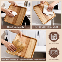 Plateaux de service en bois d'acacia de qualité professionnelle, empilables, rectangulaires et ronds, pour restaurant, café, boutique, hôtel