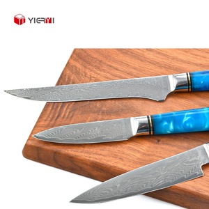 Juego de Cuchillos de Cocina de Acero Damasco con Núcleo de Acero al Carbono VG10 Profesional de Alta Calidad, Mango de Resina OEM, Juego de Cuchillos de Chef y Pelador - Product Image 2