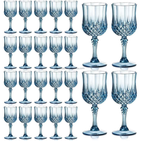 Verres à vin en plastique bleu vintage transparents style rétro pour réceptions de mariage et événements festifs