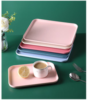 Plateau de service durable en paille de blé moderne pour restauration rapide, hôtels, desserts, restaurants, assiette de table, plateau de service, assiette en fibre de blé et plastique