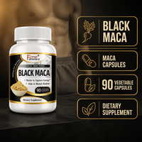 Capsules de racine de maca noire, complément alimentaire naturel à base de plantes, soutien quotidien au bien-être des hommes adultes, 90 capsules, végétalien, sans gluten